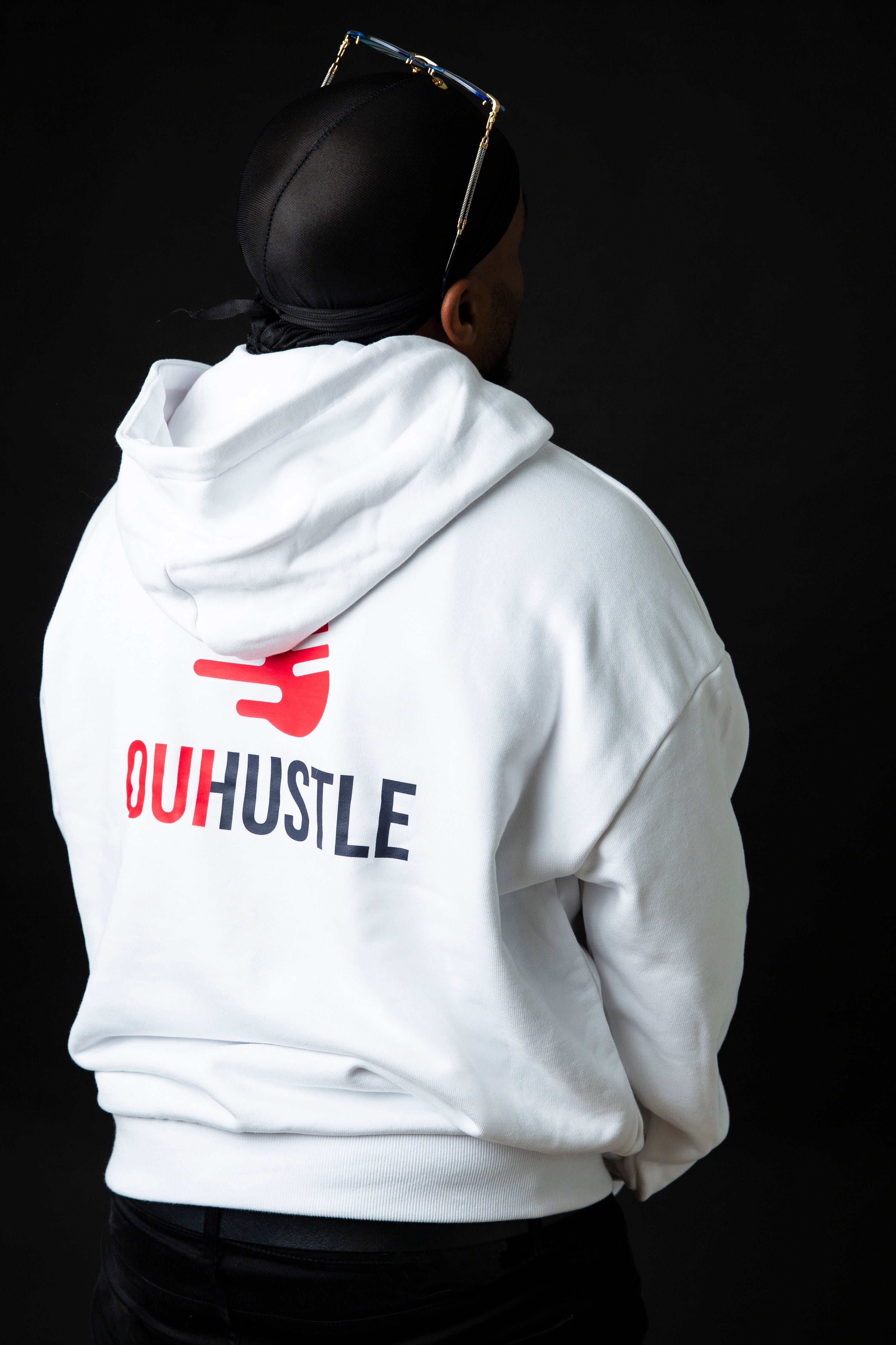 HOODIE BLANC "OUI HUSTLE"